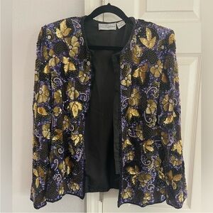 Vintage Bloomingdale’s beaded formal jacket, large *see description* 100% silk